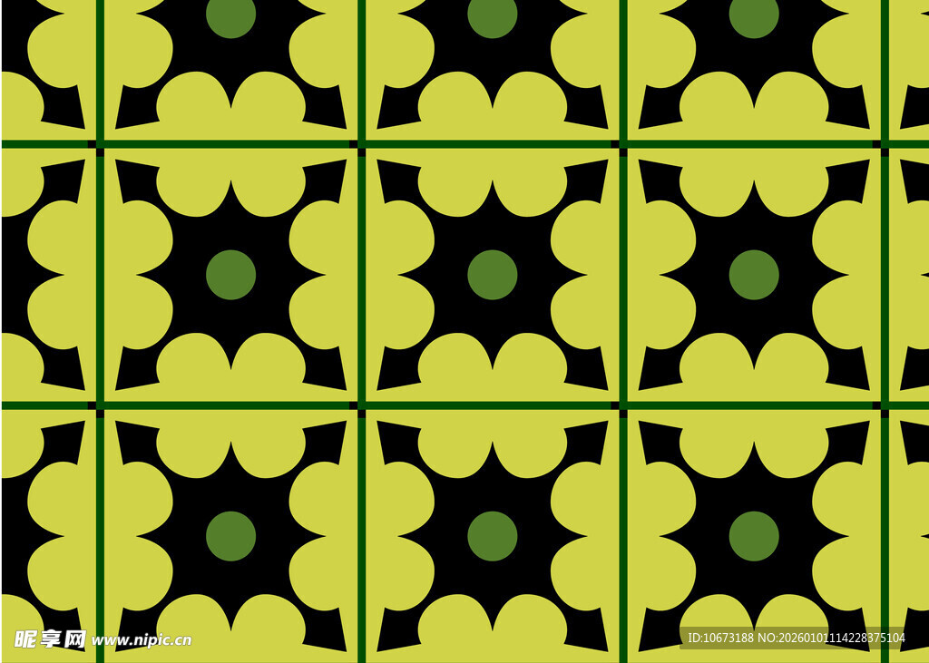 黄绿几何花纹图案设计