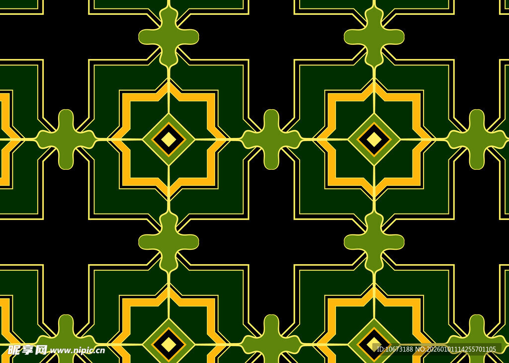 几何黄绿相间花纹图案