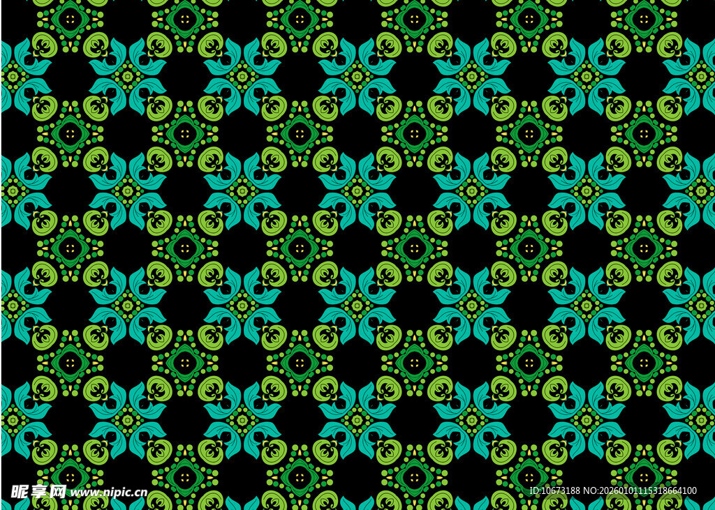 蓝绿花卉图案背景