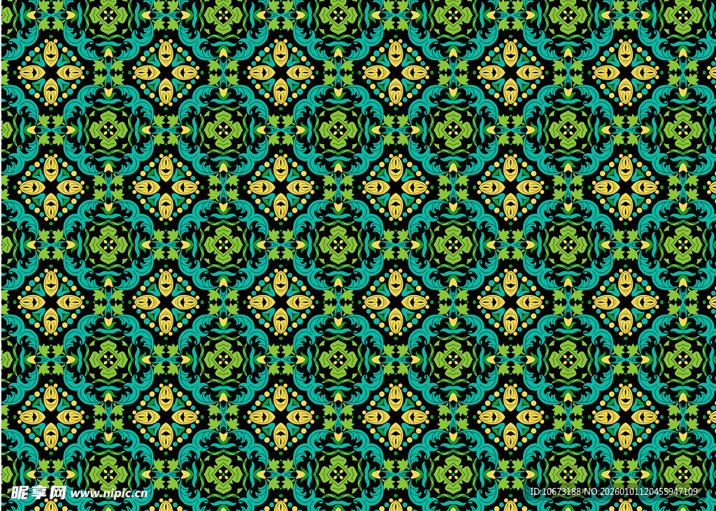 绿色几何图案无缝花纹