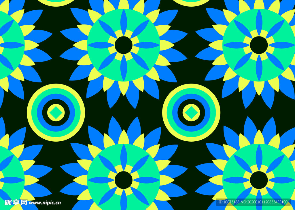 多彩几何花卉图案背景