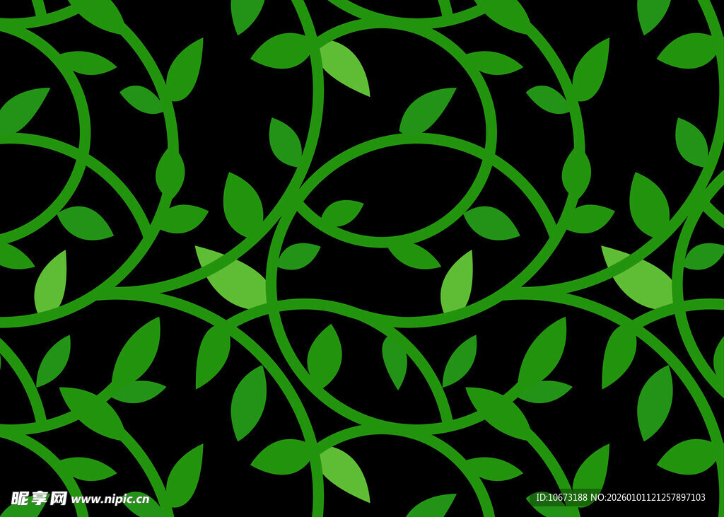 绿色藤蔓植物无缝图案