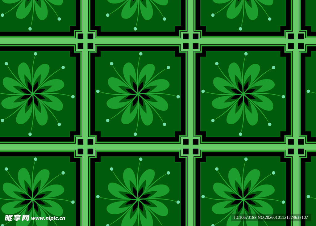 绿色四叶草几何图案背景