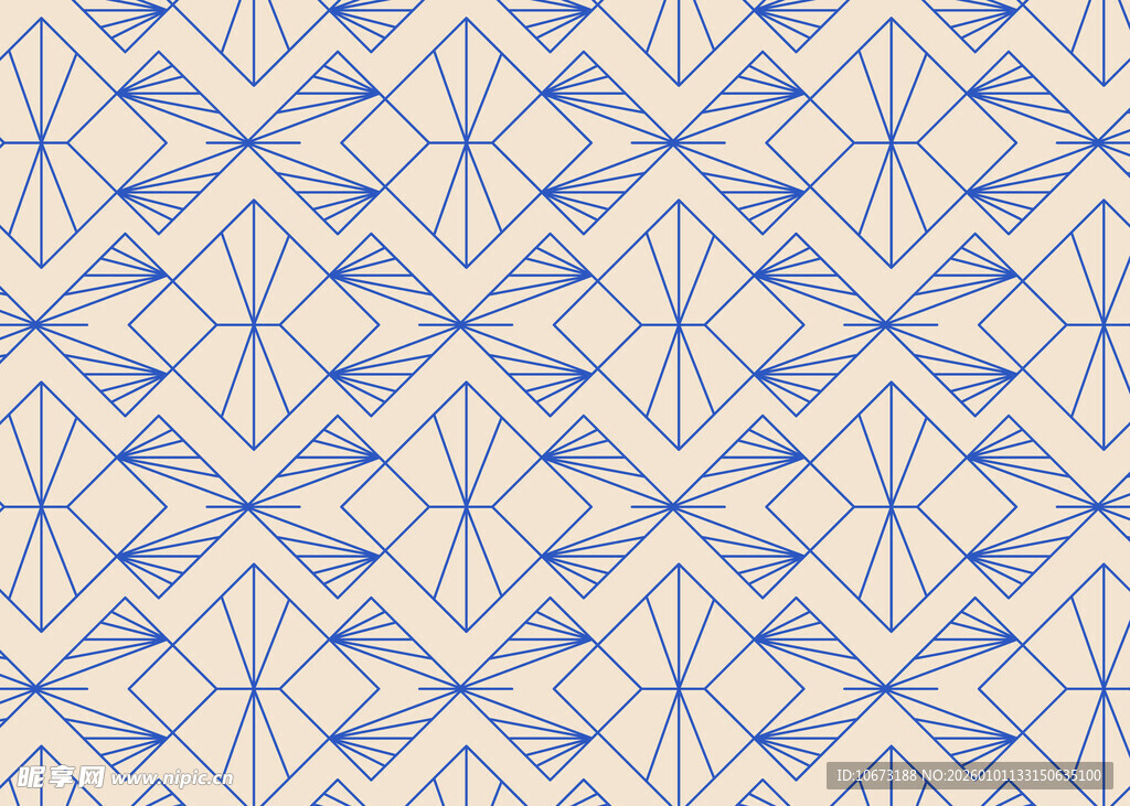 蓝白几何线条无缝图案