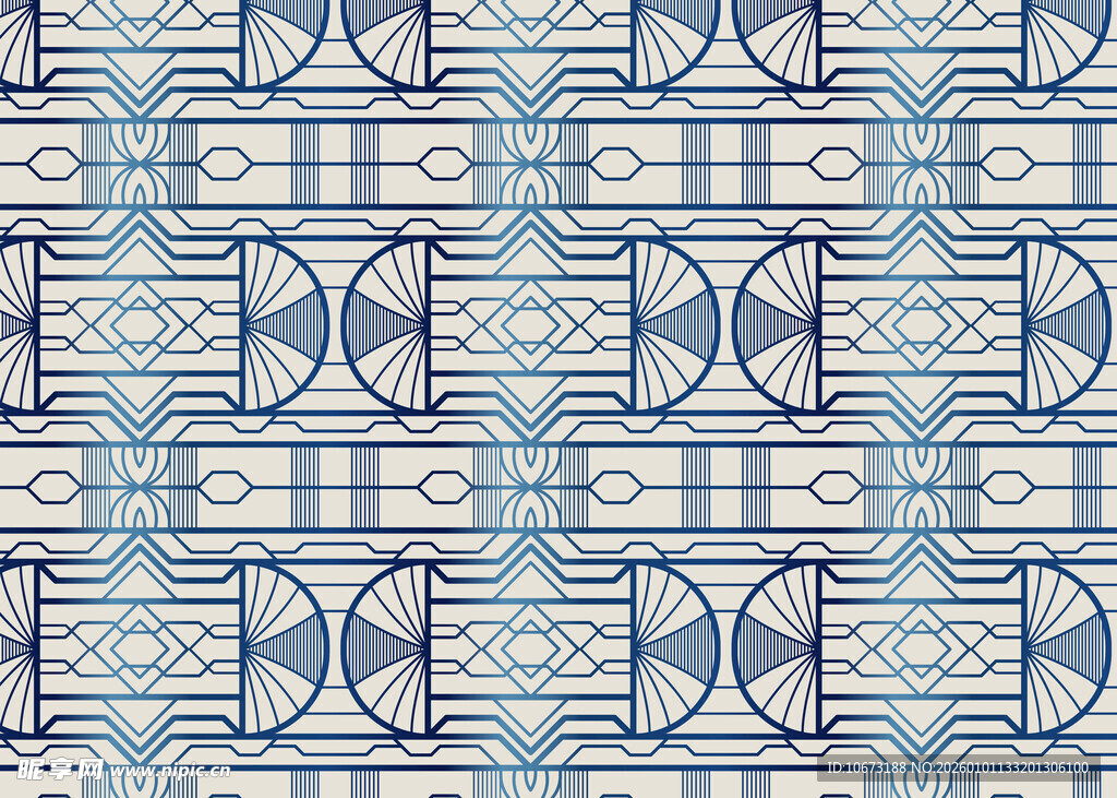 蓝白几何图案无缝纹理
