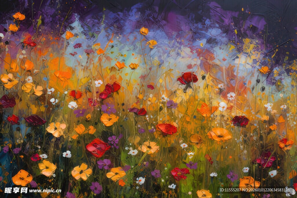 绚丽多彩的花卉油画世界