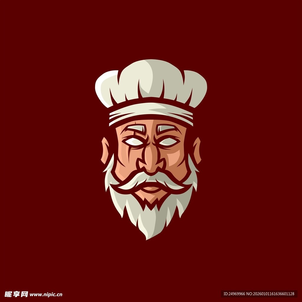 复古风厨师头像标志