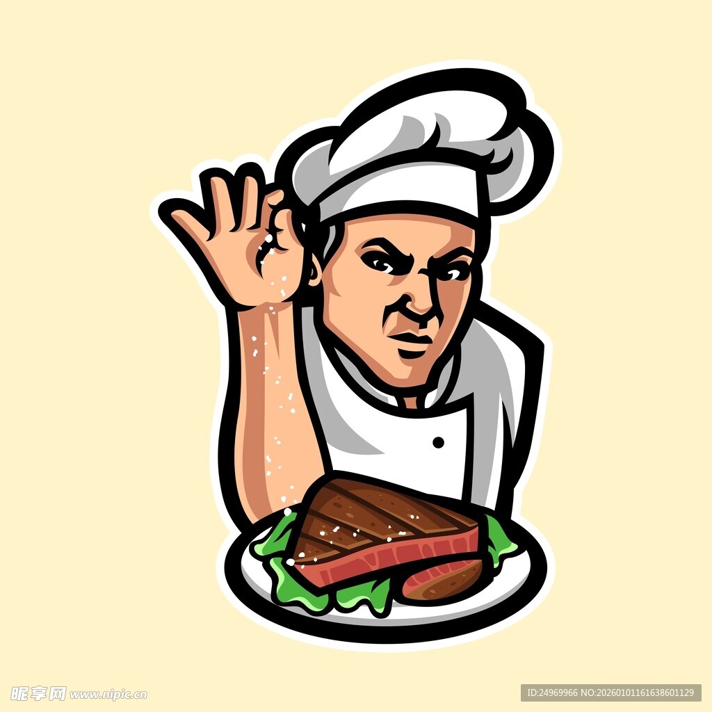 厨师展示美味牛排