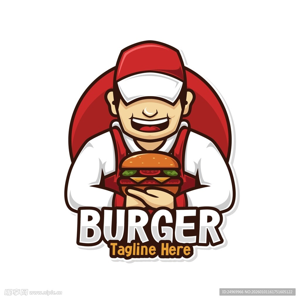 欢乐汉堡厨师形象标志