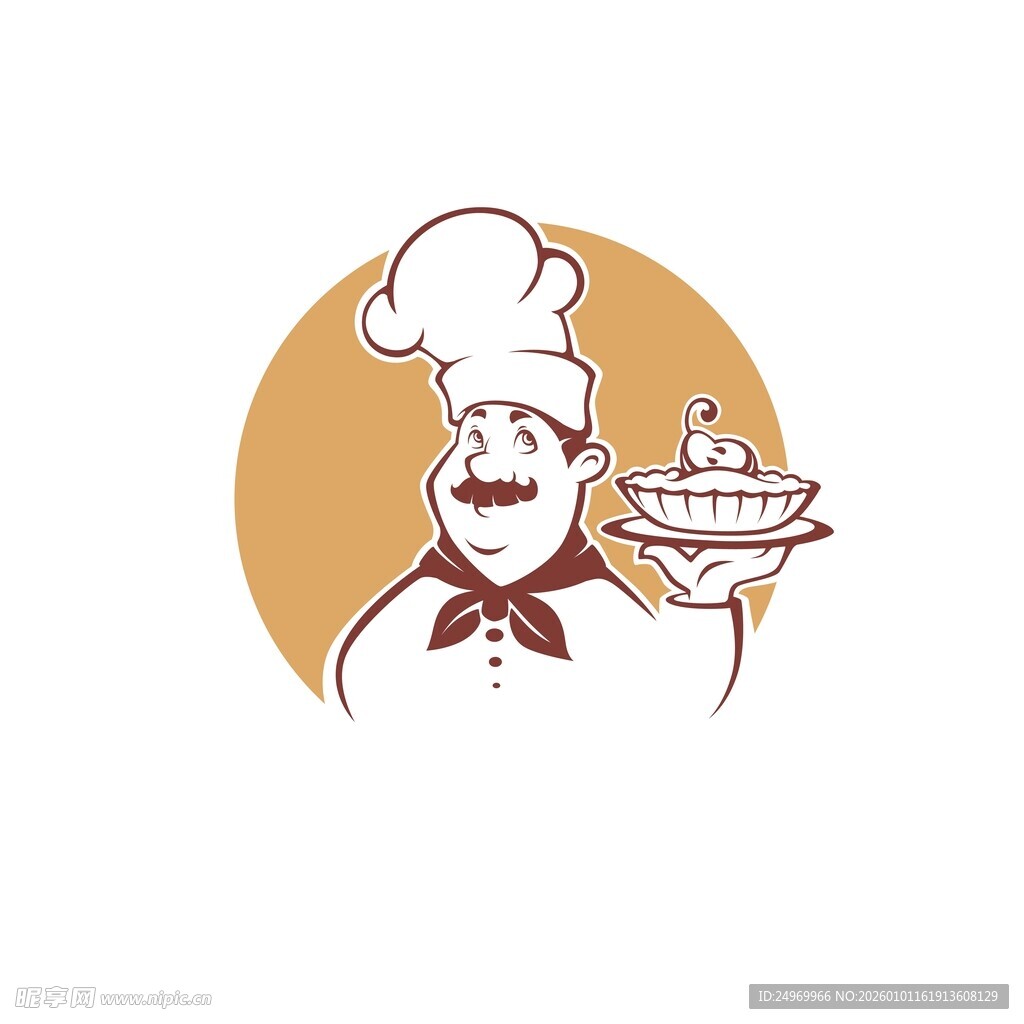 厨师端菜图标设计