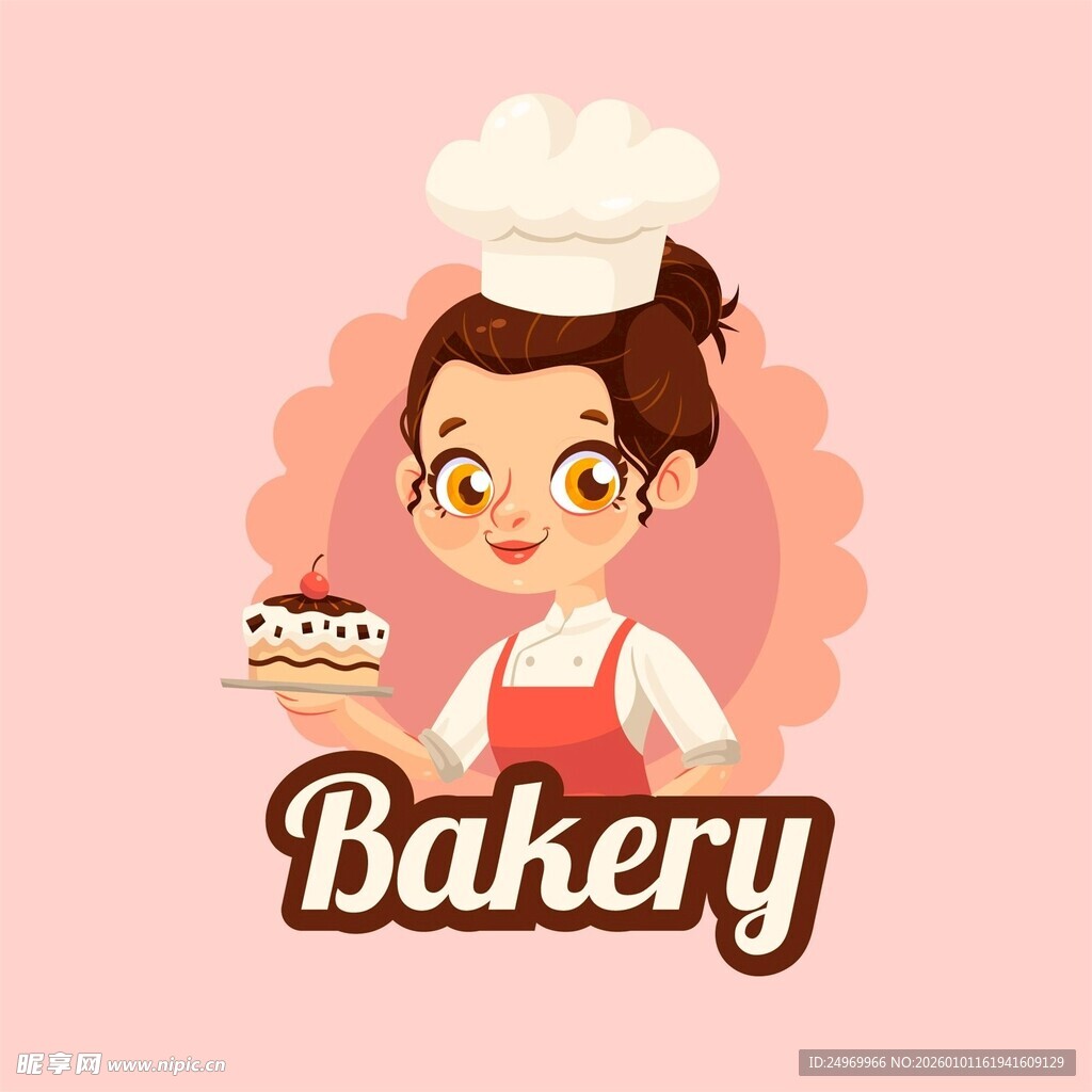 可爱烘焙女孩与美味甜点