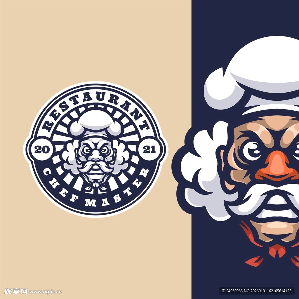 复古厨师主题标志设计