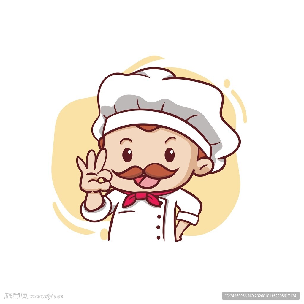 可爱小厨师比耶卖萌