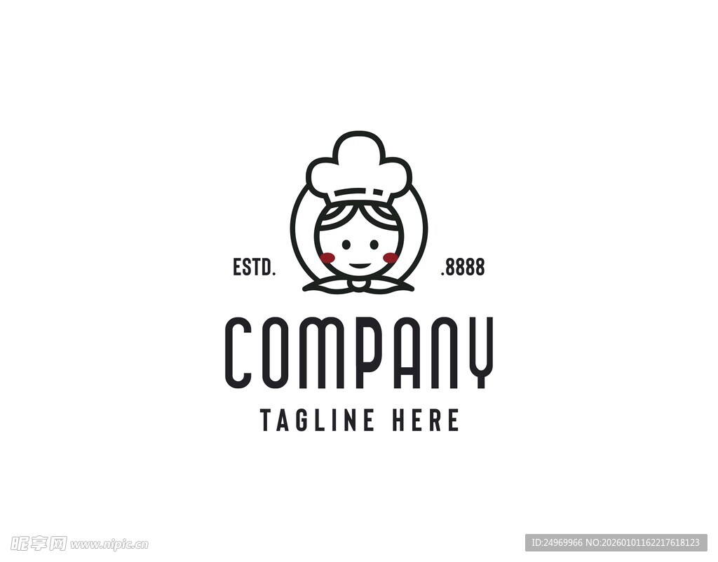 简约厨师主题公司标志