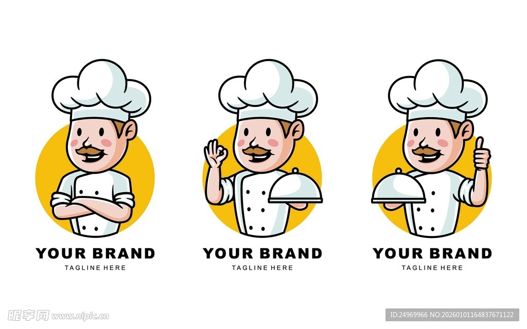 可爱厨师形象面包店标志