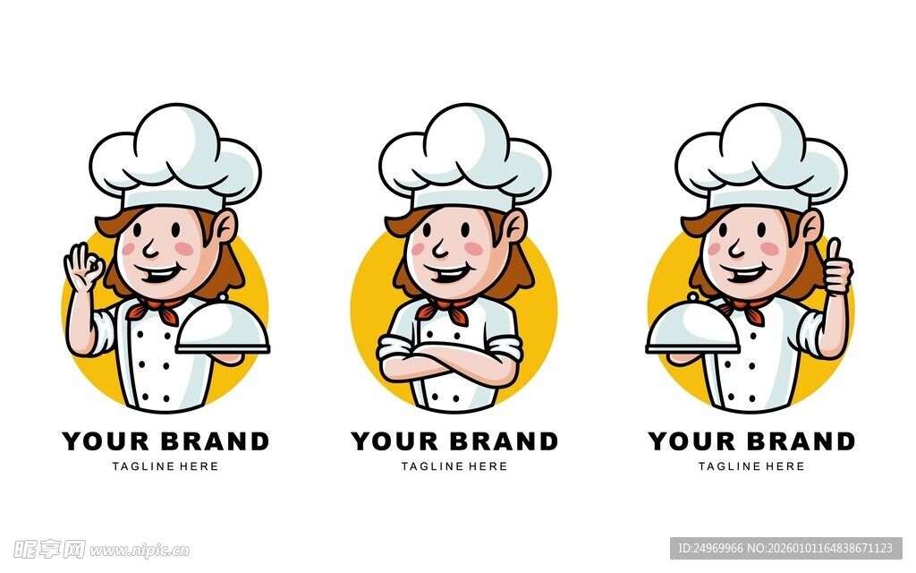可爱厨师形象面包品牌标识
