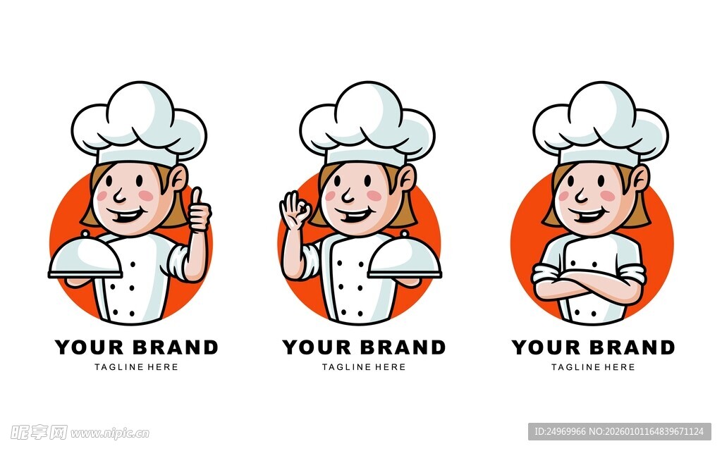 可爱厨师形象面包店标志