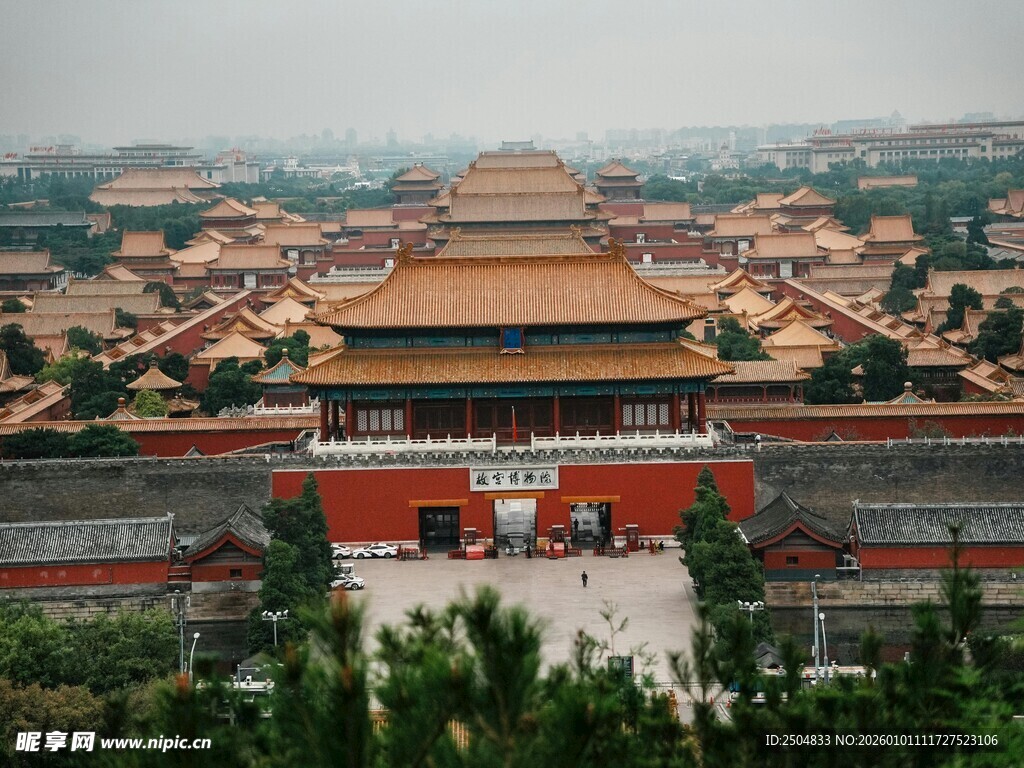 俯瞰故宫宏伟建筑群