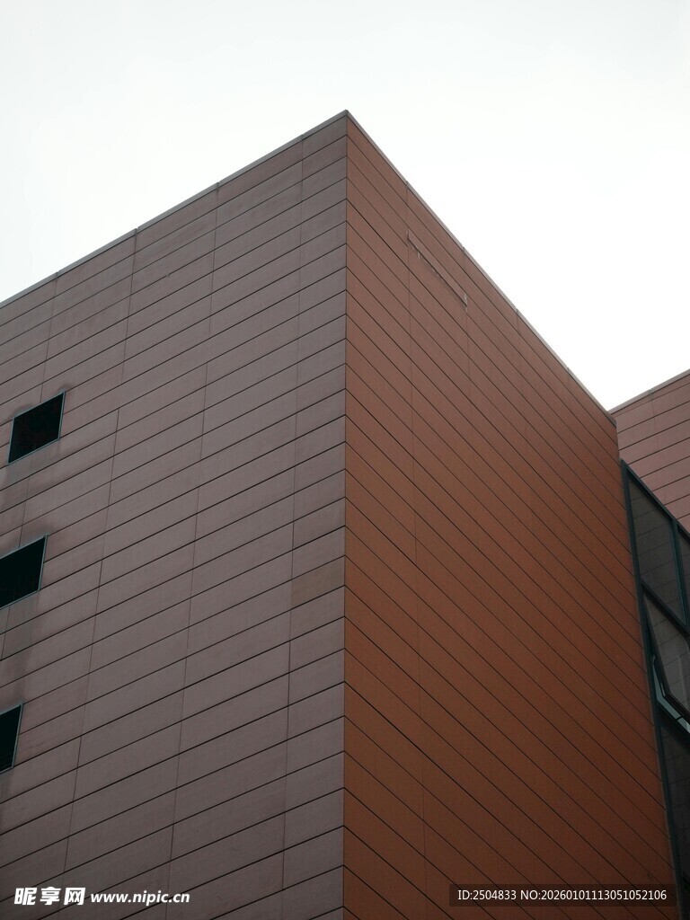 现代风砖红色建筑一角