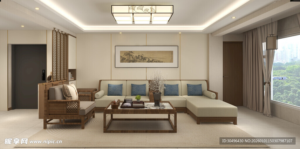 现代简约风格客厅室内场景