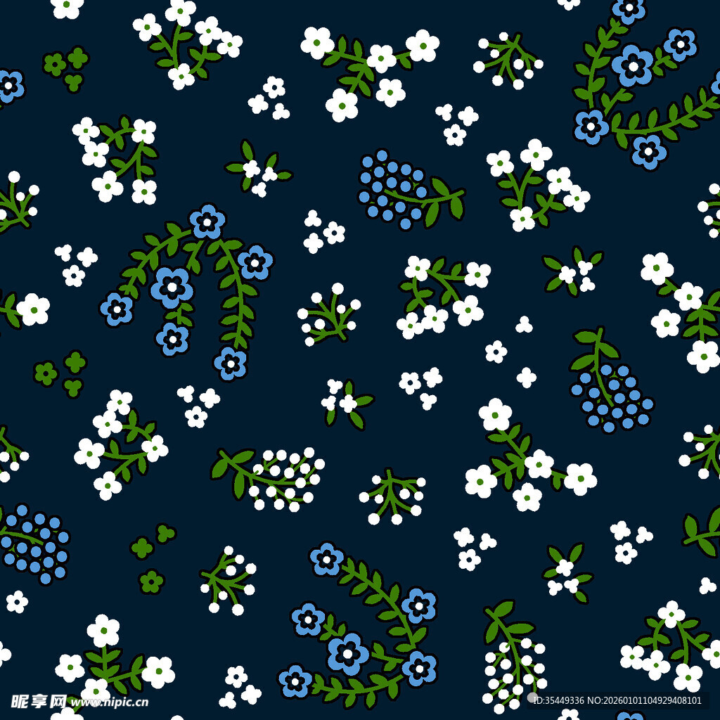 深蓝色底花卉图案纹理
