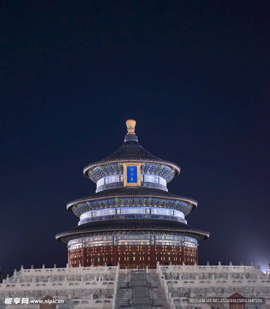 天坛夜景古典建筑之美