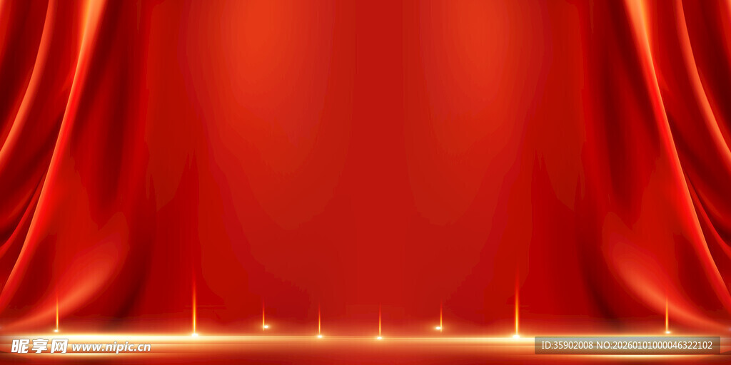红色舞台幕布背景
