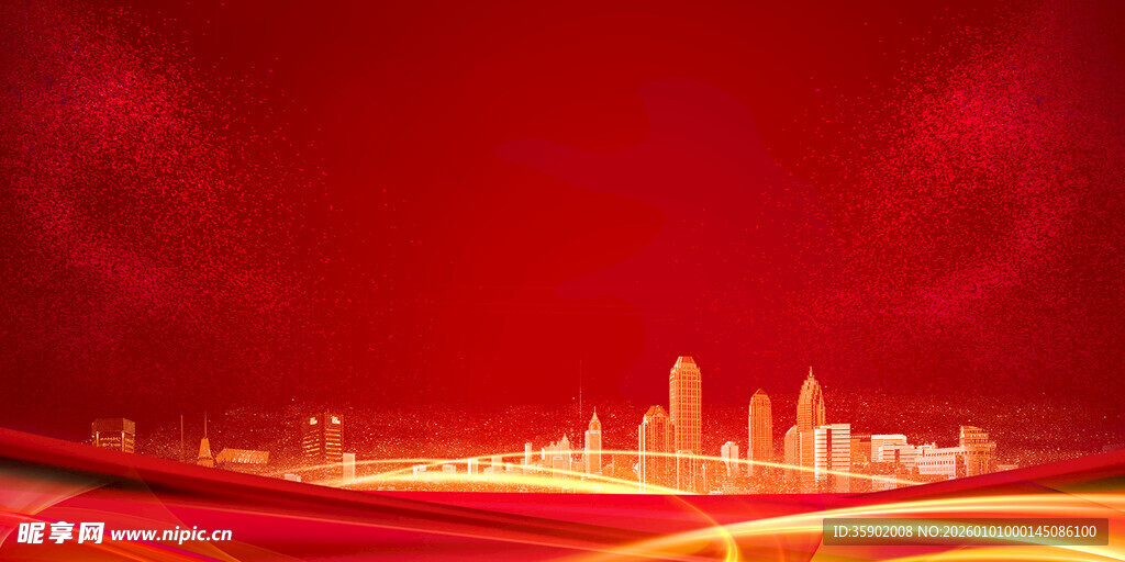 红色城市夜景绚丽风光
