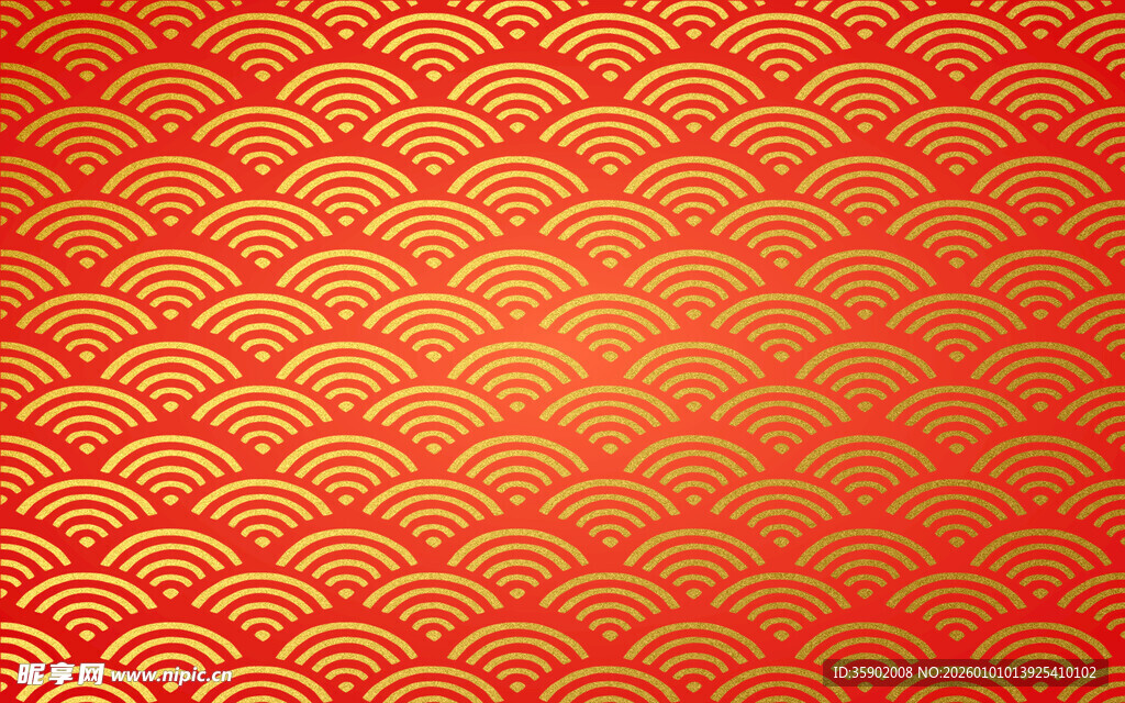 红色鱼鳞纹中式背景图