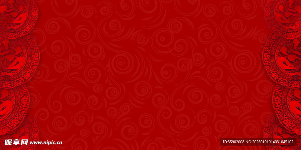 红色花纹背景图