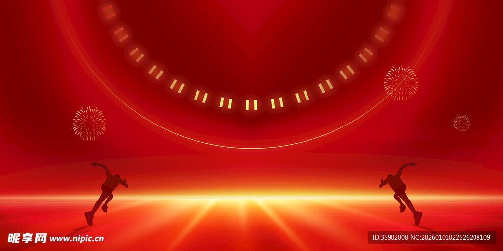 红色舞台上的动感舞者背景