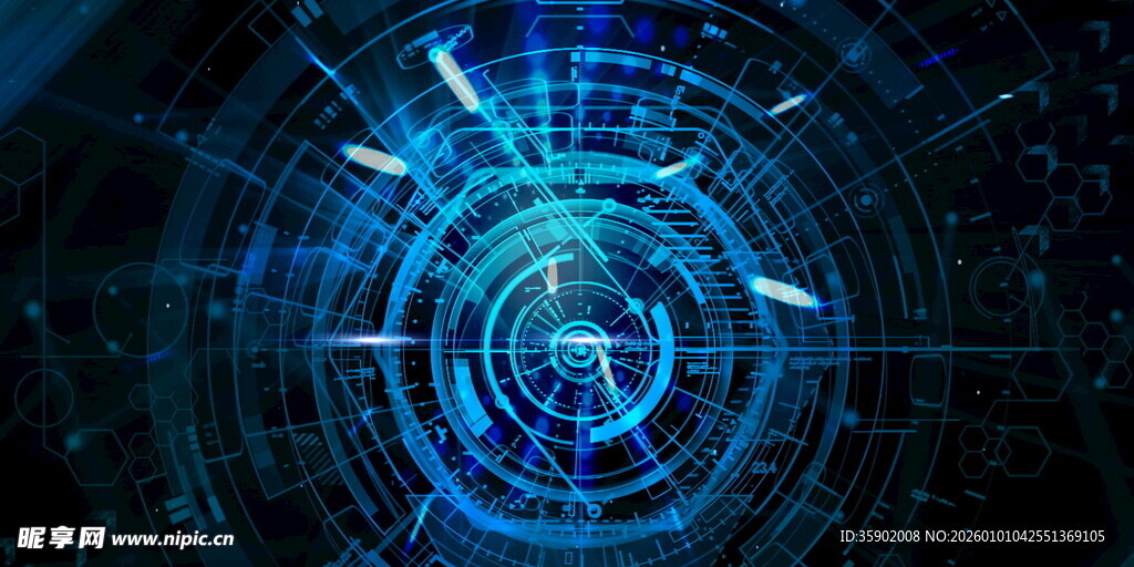 科技感蓝色虚拟数字界面背景