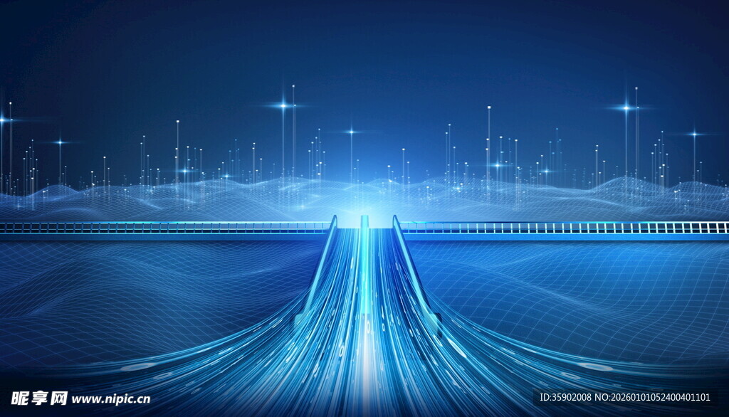 未来科技感的光影道路场景