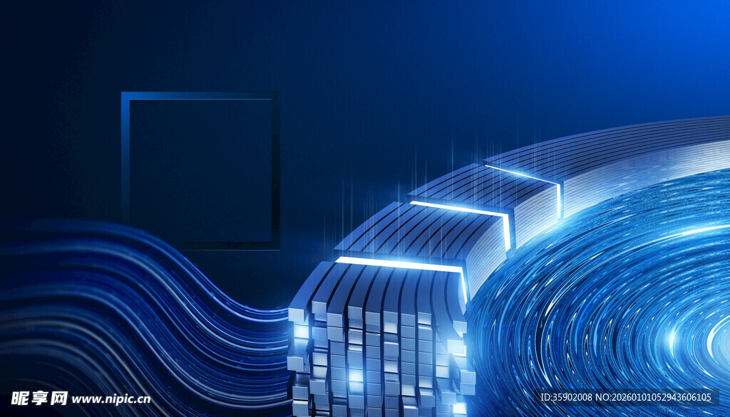 科技感蓝色线条动态画面