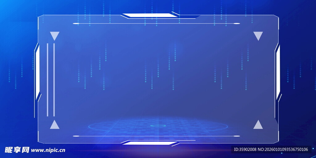 蓝色科技风透明边框背景