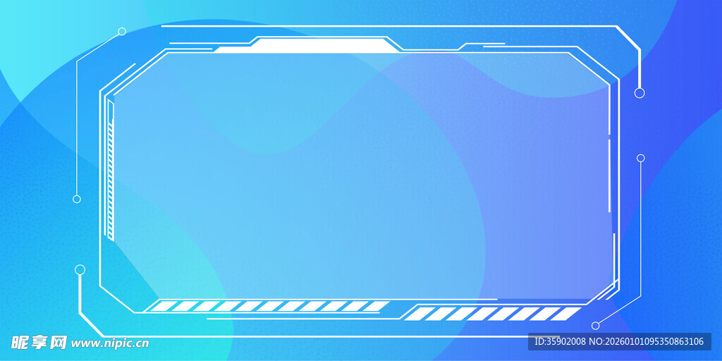 蓝色科技风边框背景图