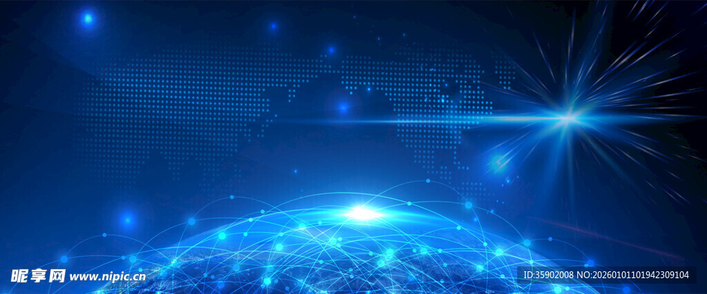 梦幻蓝色星空星球背景