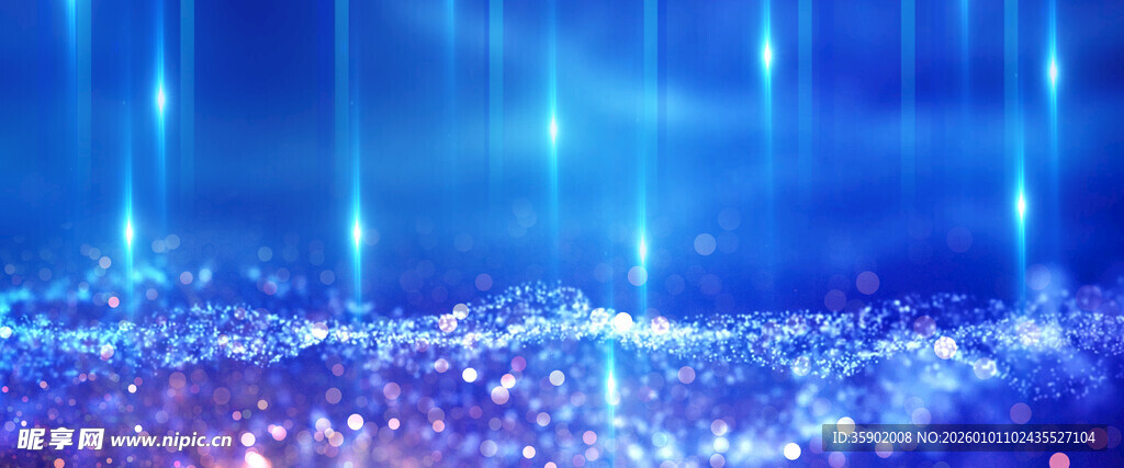 梦幻蓝色星空粒子背景