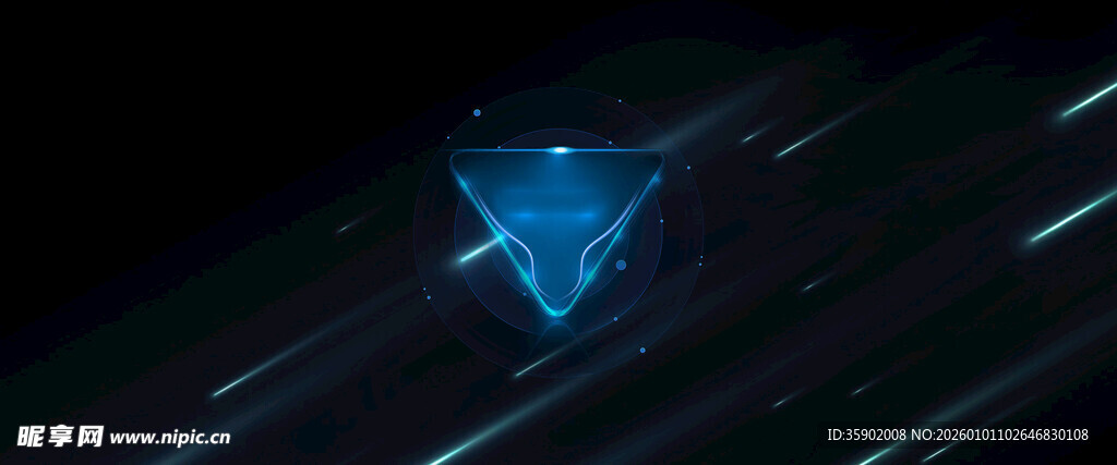 蓝色三角在黑色背景中闪烁