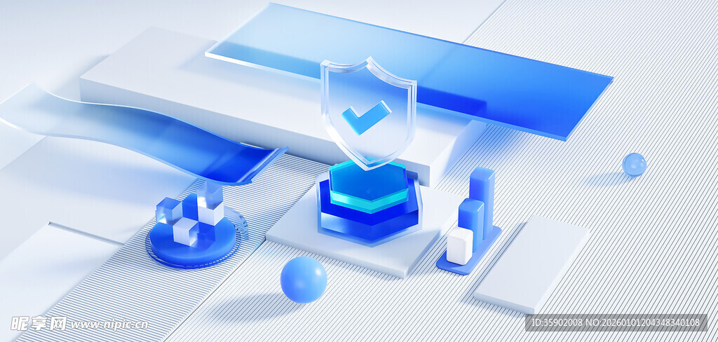 科技风蓝色立体场景元素