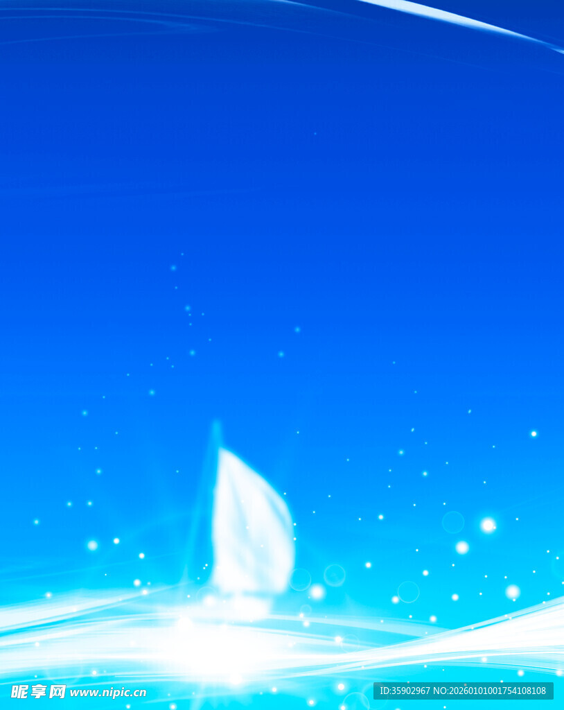 蓝色海洋上的白色帆船