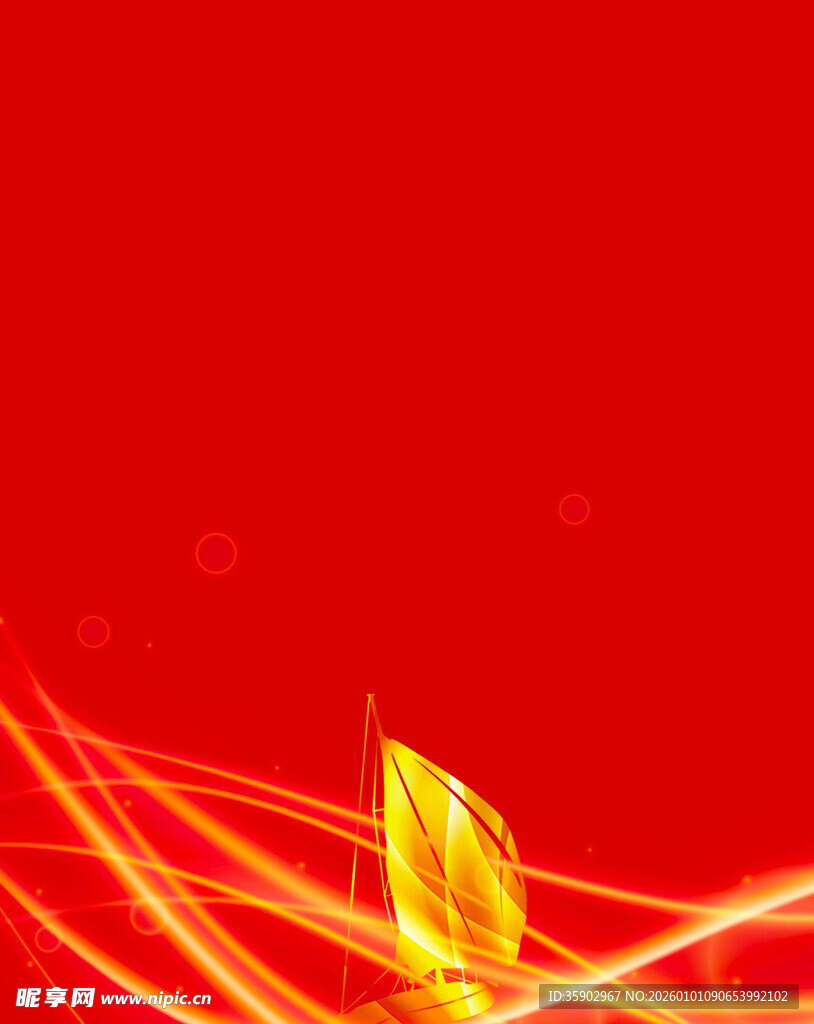 红色背景动感线条与金箔