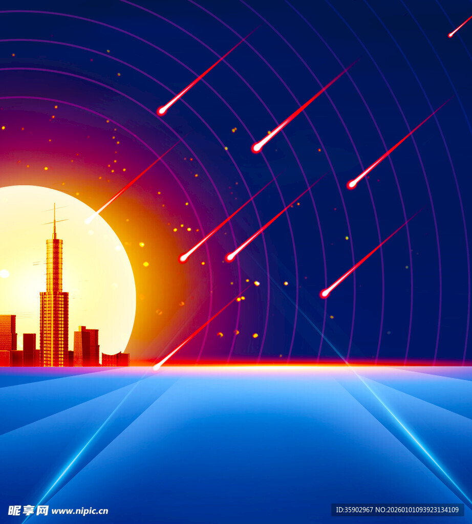 未来城市科幻风夜景画面