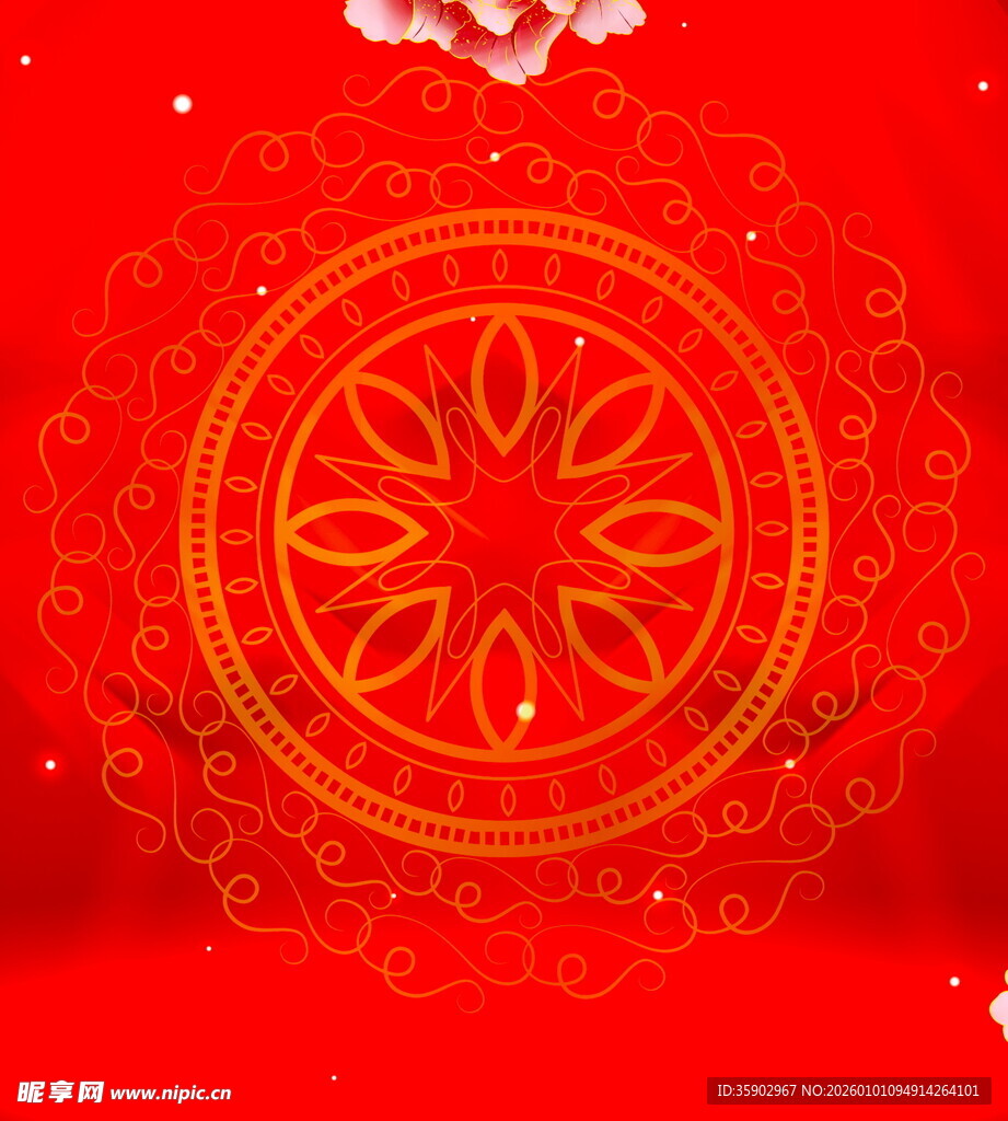 红色中式花纹喜庆背景图