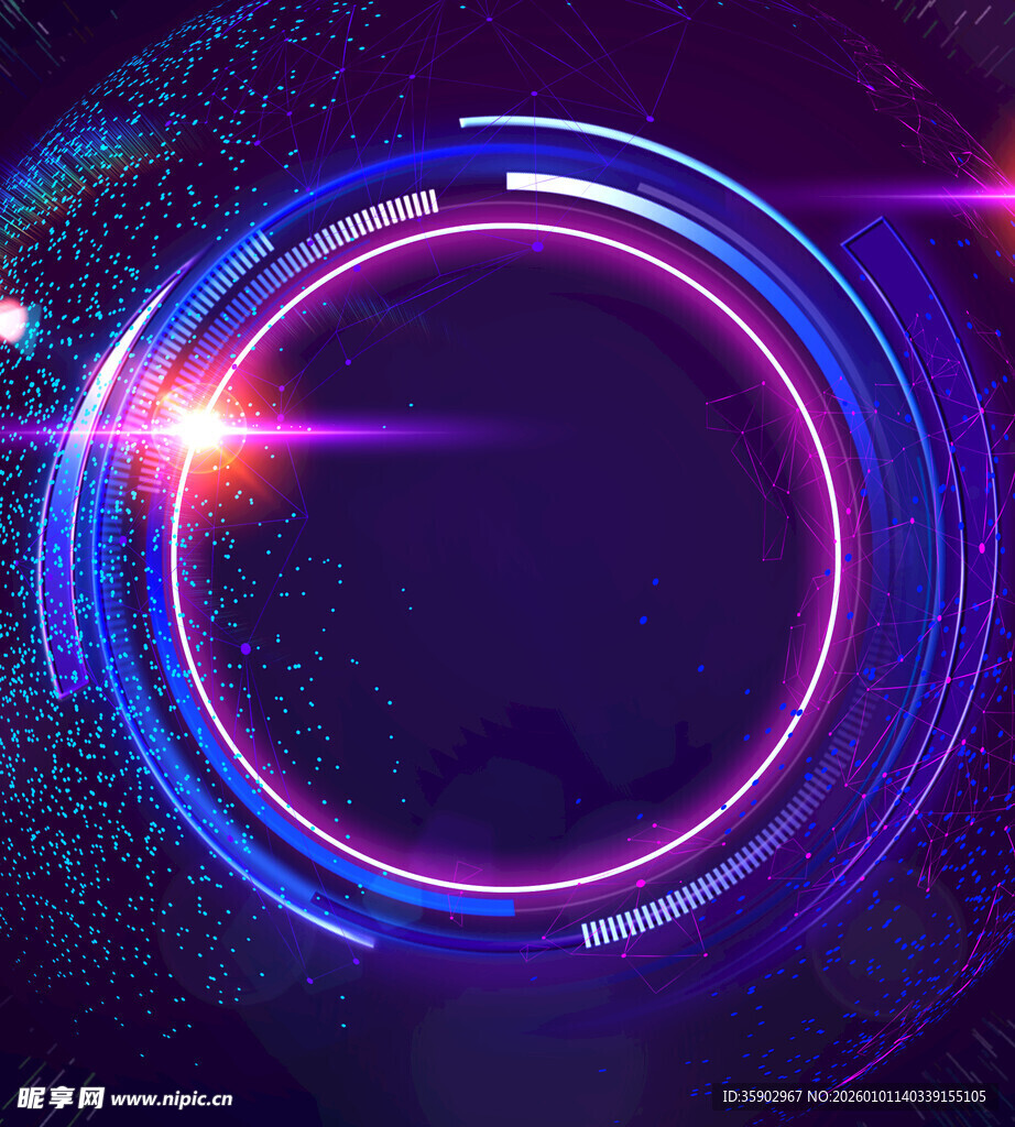 炫彩霓虹环形科幻背景图