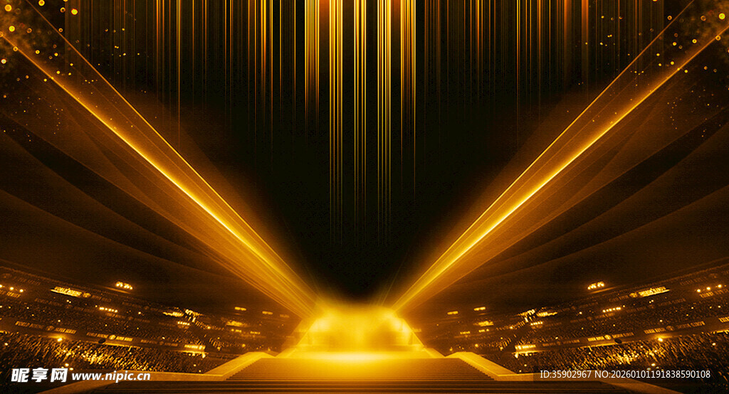 金色炫光舞台背景特效