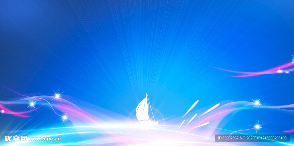 梦幻蓝色光效抽象背景图