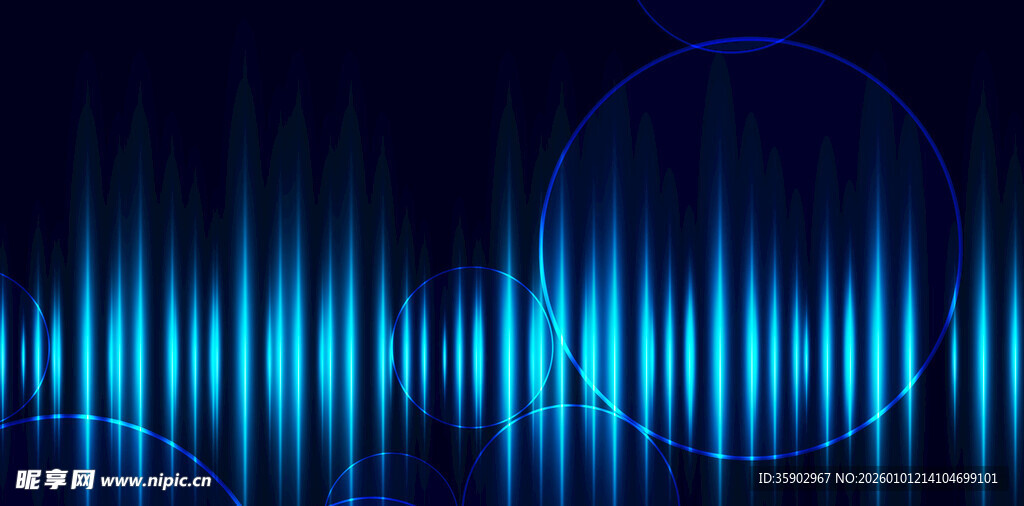 蓝色动感音频波形图