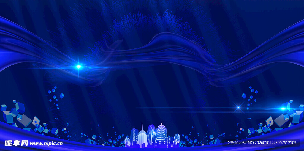 梦幻蓝色科技感舞台背景