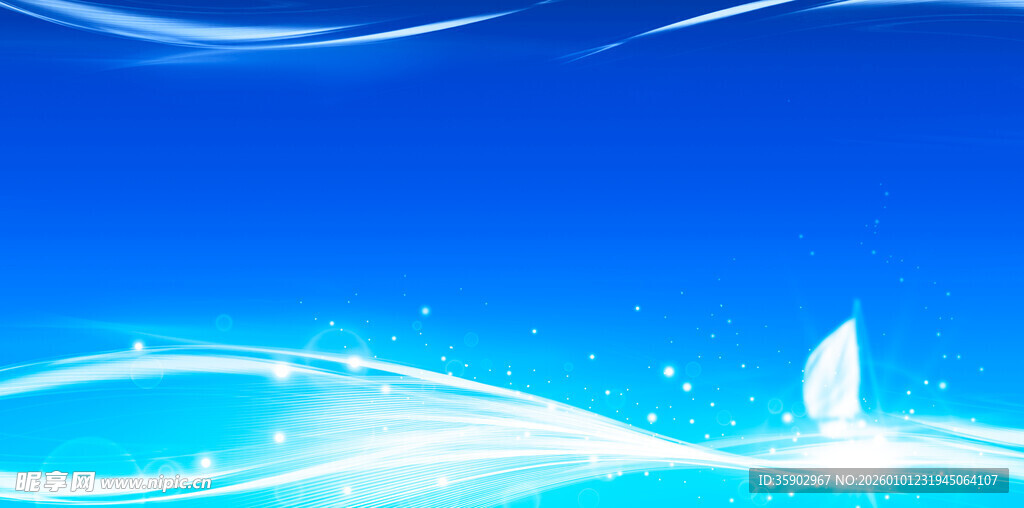 蓝色梦幻海洋帆船背景图